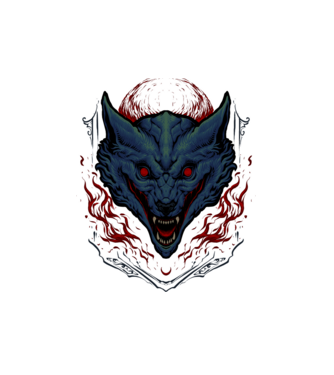 Wolf minta fehér pólón