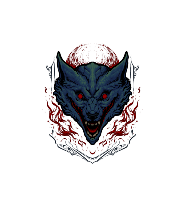 Wolf minta fehér pólón