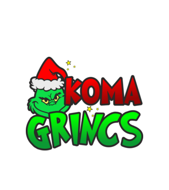 Koma grincs minta fehér pólón