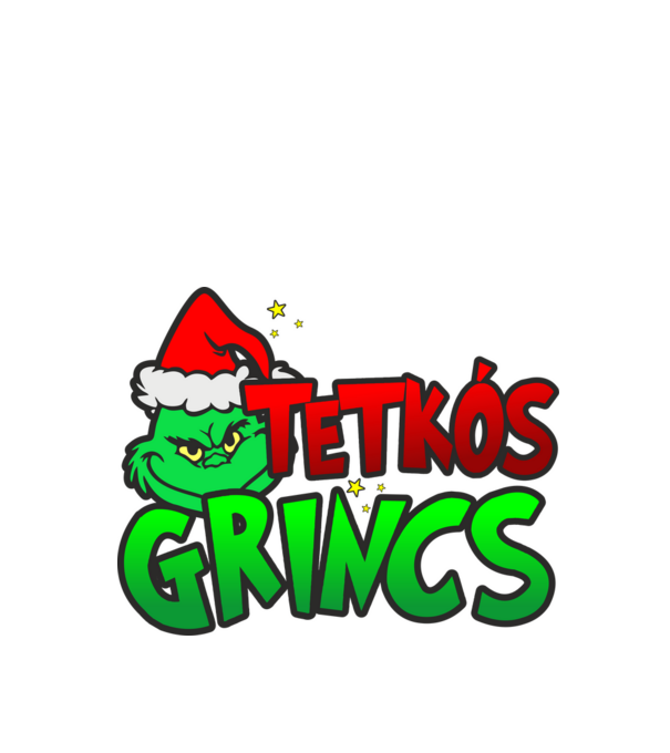 Tetkós grincs minta fekete pólón