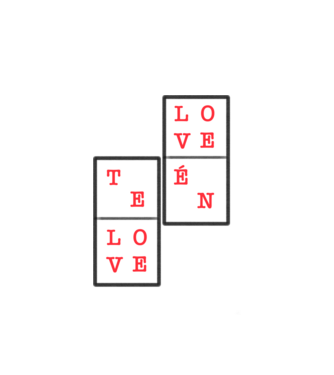 LOVE dominó minta fehér pólón