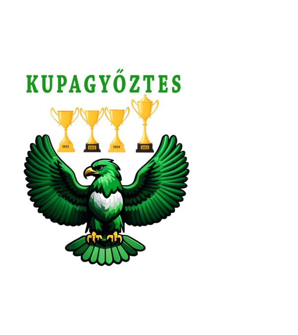 Kupagyőztes zöld sas minta fehér pólón