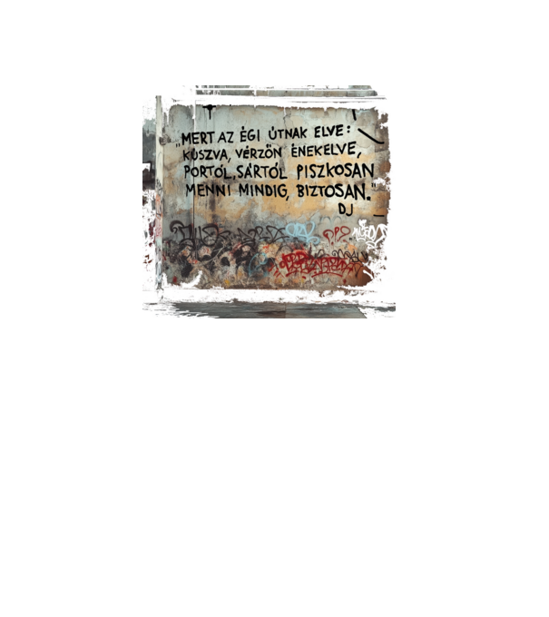 motivációs graffiti minta sötétkék pólón