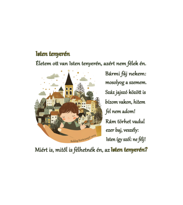 Isten tenyerén imádság minta fehér pólón