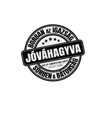 Jóváhagyva bélyegző - borban az igazság minta homokszín pólón