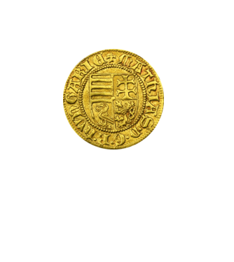 304833178_1026817711_Gold coin of Hungarian King Matthias Corvinus minta fehér pólón