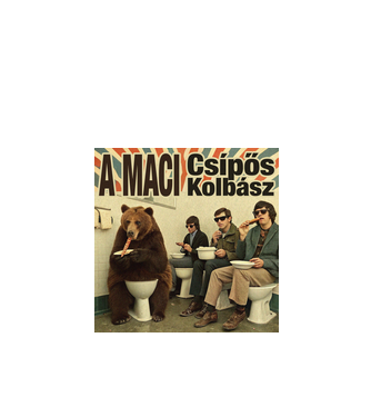 Csípős Kolbász | A Maci album minta fekete pólón
