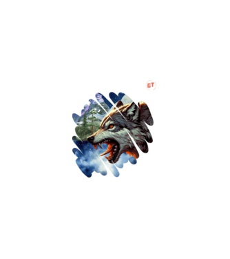 Wolf minta fekete pólón