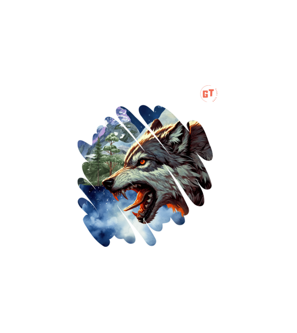 Wolf minta fehér pólón