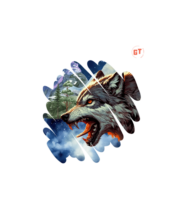 Wolf minta fehér pólón