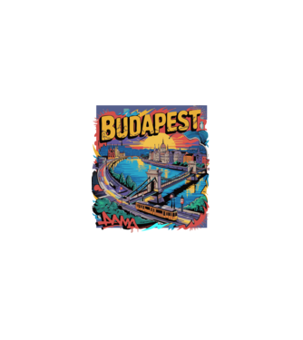 BUDAPEST minta fekete pólón