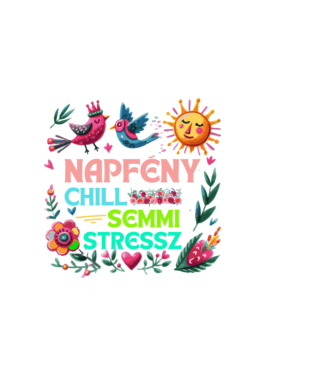 Napfény Chill Semmi Stressz minta sötétkék pólón