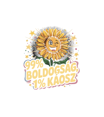 99% BOLDOGSÁG 1%KÁOSZ minta fehér pólón