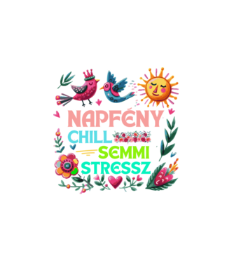 Napfény Chill Semmi Stressz minta fehér pólón