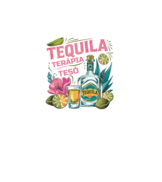 TEQUILA TERÁPIA TESÓ minta türkiz pólón