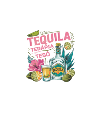 TEQUILA TERÁPIA TESÓ minta fekete pólón