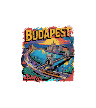 BUDAPEST minta homokszín pólón
