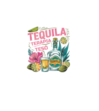 TEQUILA TERÁPIA TESÓ minta fekete pólón