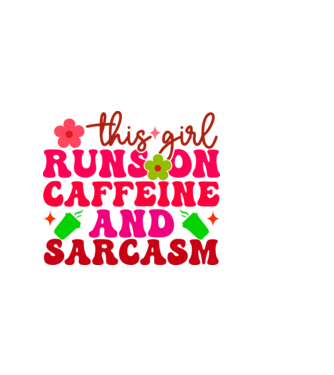 CAFFEINE AND SARCASM minta világos rózsaszín pólón