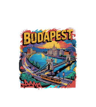 BUDAPEST minta fehér pólón