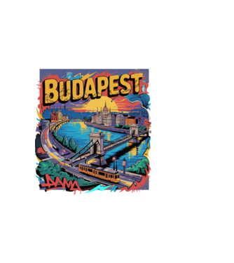 BUDAPEST minta sötétkék pólón