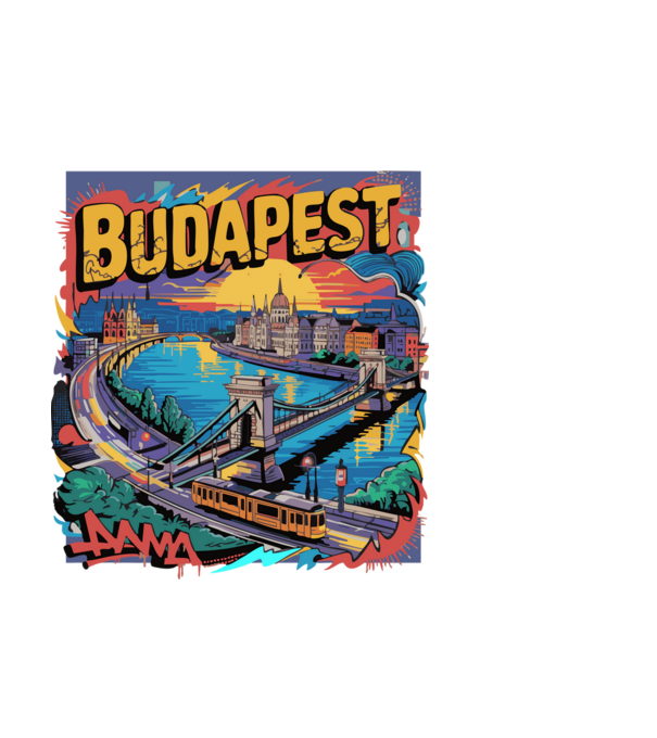 BUDAPEST minta fekete pólón