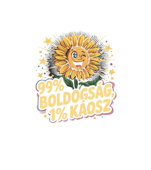 99% BOLDOGSÁG 1%KÁOSZ minta homokszín pólón