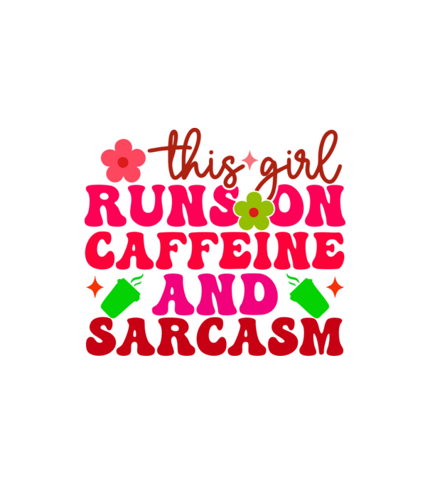 CAFFEINE AND SARCASM minta homokszín pólón