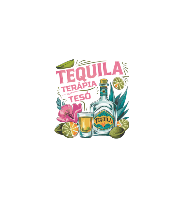 TEQUILA TERÁPIA TESÓ minta fekete pólón