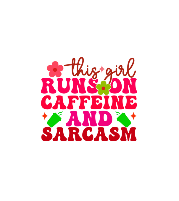 CAFFEINE AND SARCASM minta fehér pólón