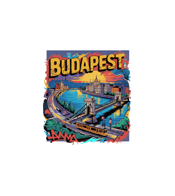 BUDAPEST minta fehér pólón