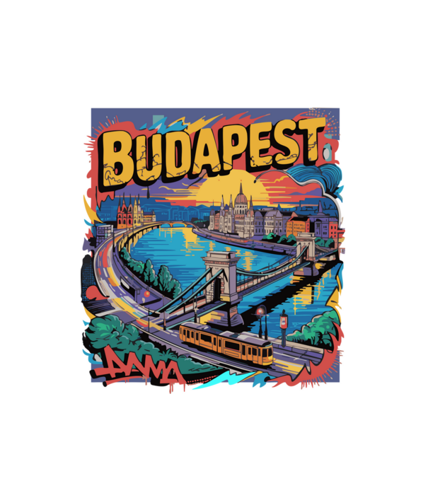 BUDAPEST minta fehér pólón
