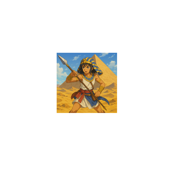 Egyiptomi anime harcos minta királykék pólón