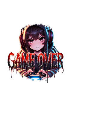 Game Over – Dühös Gamer Lány Anime Stílusban minta fehér pólón