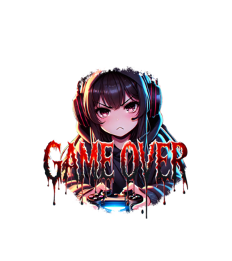 Game Over – Dühös Gamer Lány Anime Stílusban minta fehér pólón