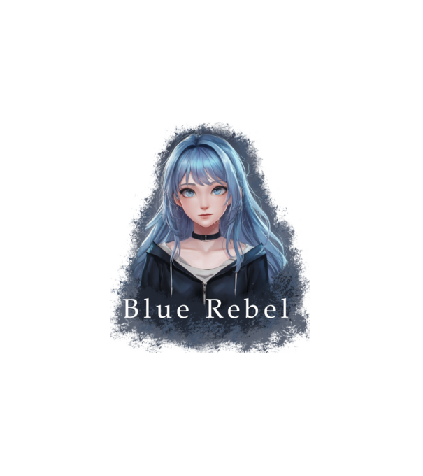Blue Rebel – A Lázadás Színe minta fehér pólón