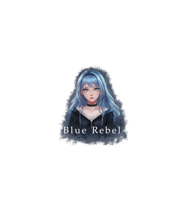 Blue Rebel – A Lázadás Színe minta fehér pólón