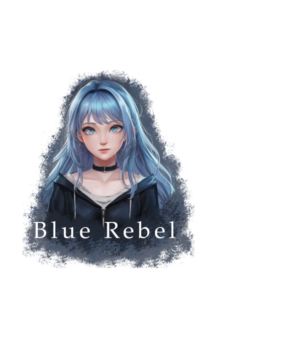 Blue Rebel – A Lázadás Színe minta fehér pólón