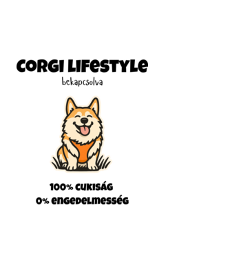 Corgi Mód Aktiválva minta fekete pólón