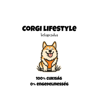 Corgi Mód Aktiválva minta homokszín pólón