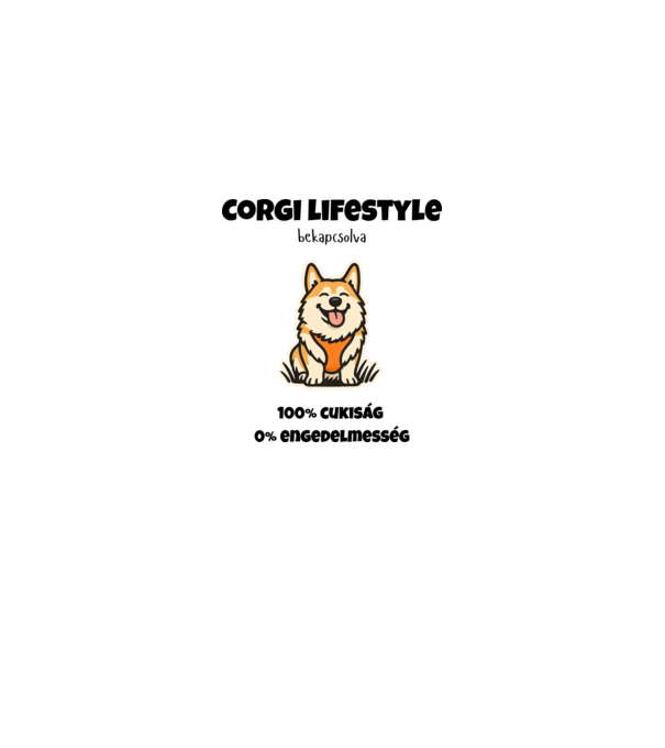 Corgi Mód Aktiválva minta fehér/piros pólón