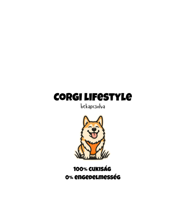 Corgi Mód Aktiválva minta homokszín pólón