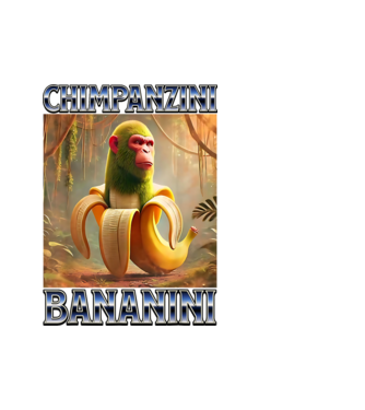 Chimpanzini Bananini minta fehér pólón