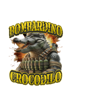 Bombardino Crocodilo minta fekete pólón