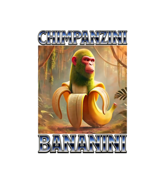 Chimpanzini Bananini minta fehér pólón