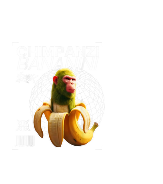 Chimpanzi Bananini minta fekete pólón