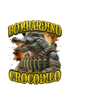 Bombardino Crocodilo minta fekete pólón
