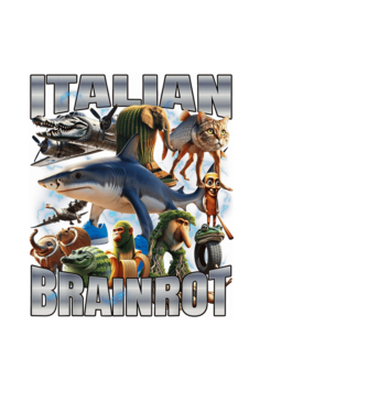 Italian Brainrot Csapat minta fekete pólón