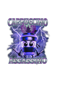 Lila Cappuccino Assassino minta fehér pólón