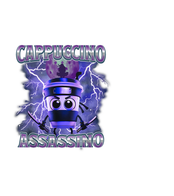 Lila Cappuccino Assassino minta fekete pólón